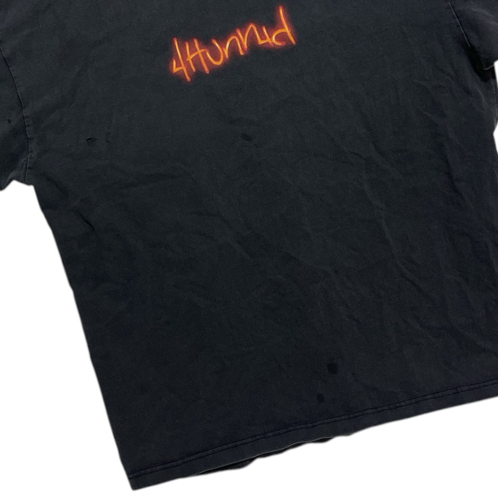 4Hunnid Black Graphic‎ Tee with Flame and Card Design Men’s XL - Picture 4 of 8